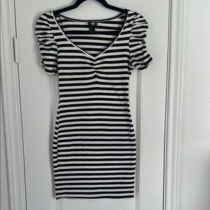 H&M Black and White Striped Dress
